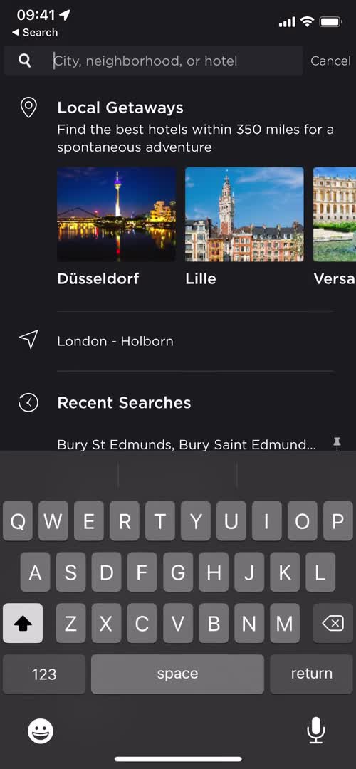 Screenshot of Search on Booking a room on HotelTonight user flow