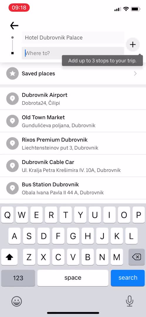 Screenshot of Set location on Booking transport on Uber user flow