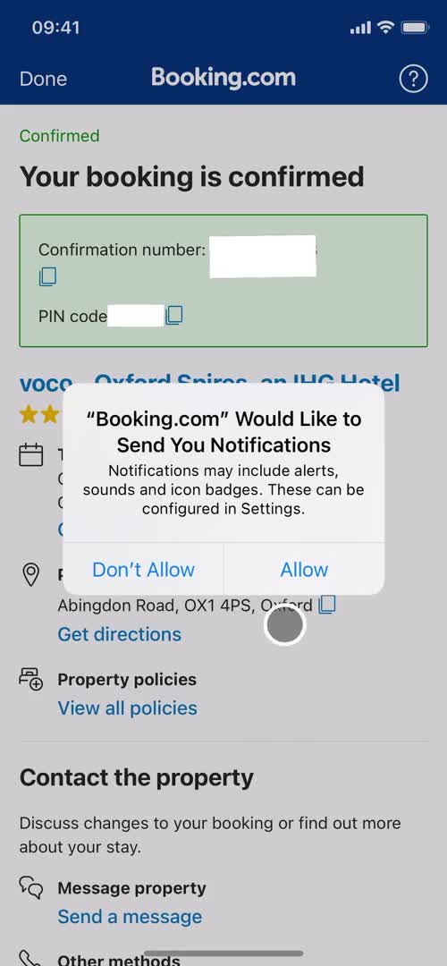 Booking a room screenshot