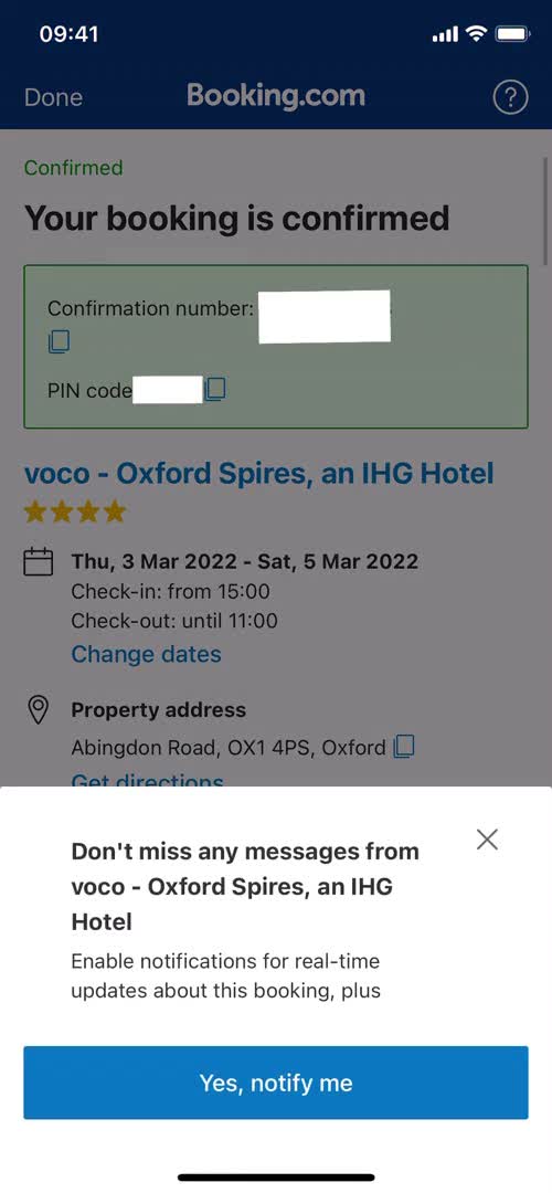 Booking a room screenshot