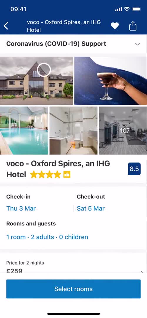 Booking a room screenshot