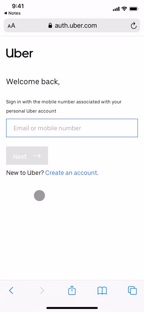 Business sign up screenshot