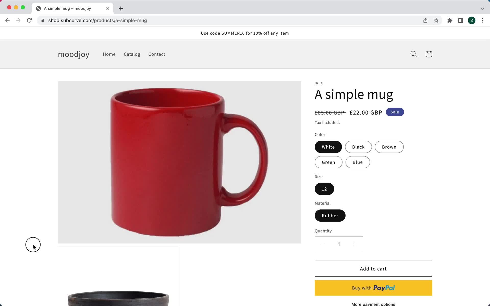Screenshot of Product detail on Buying something on Shopify user flow