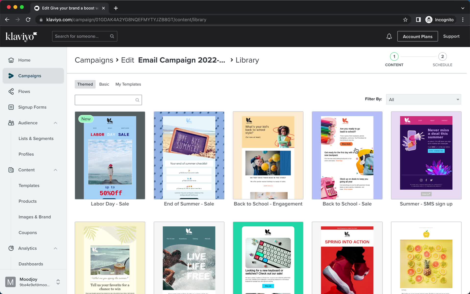 Creating an email campaign screenshot