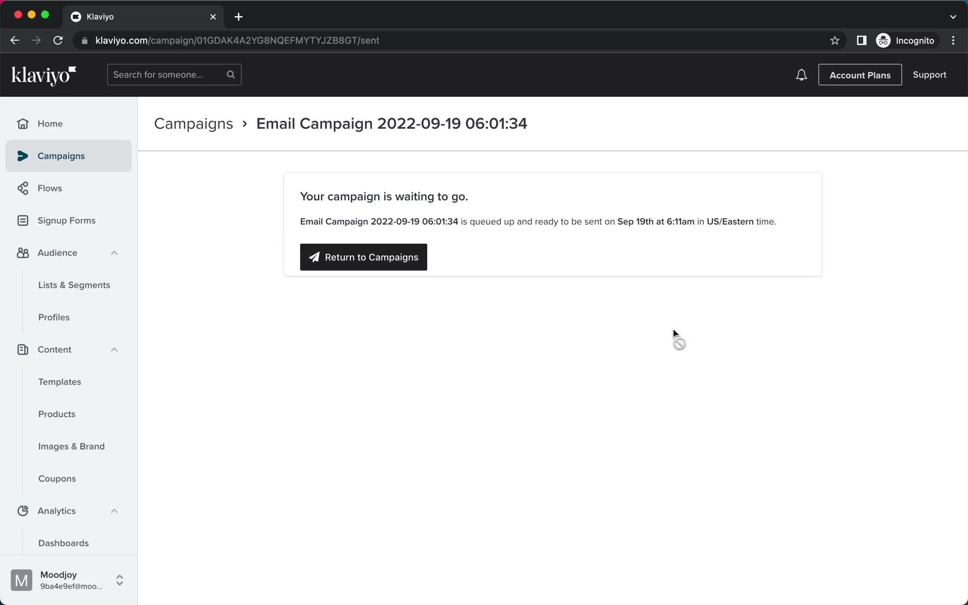 Creating an email campaign screenshot