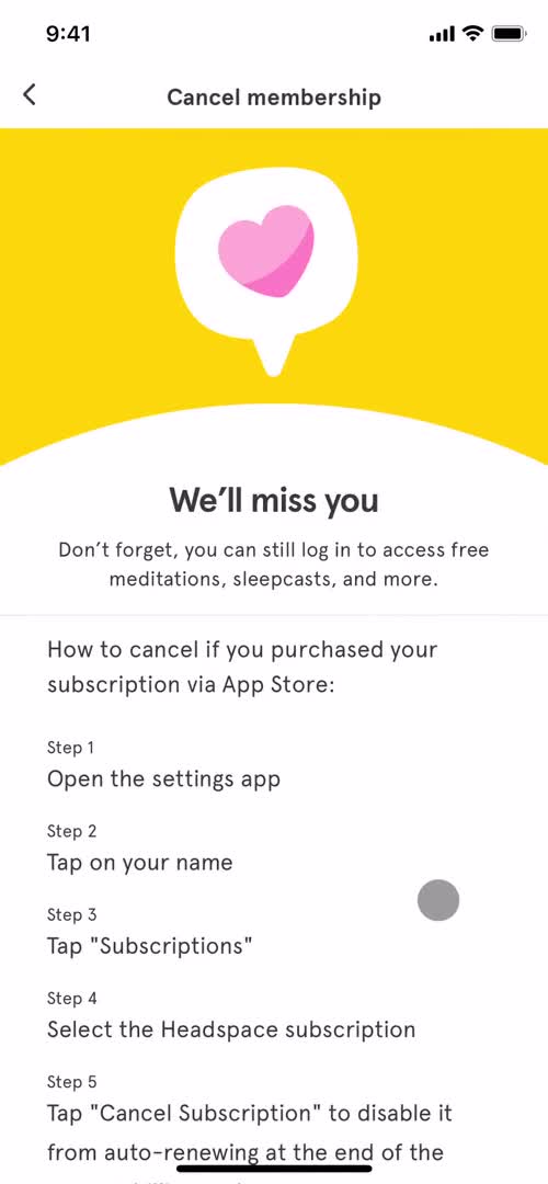 Cancelling your subscription on Headspace video thumbnail