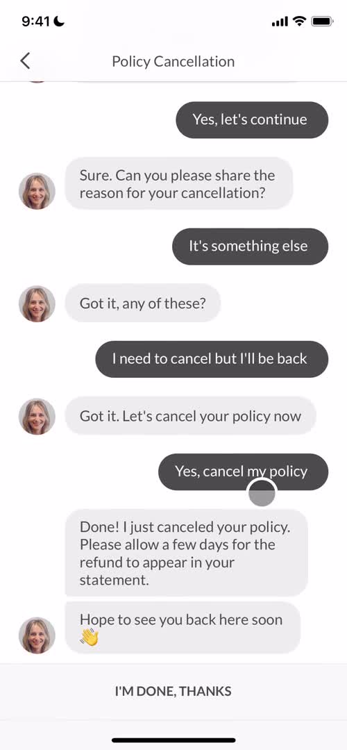 Cancelling your policy screenshot