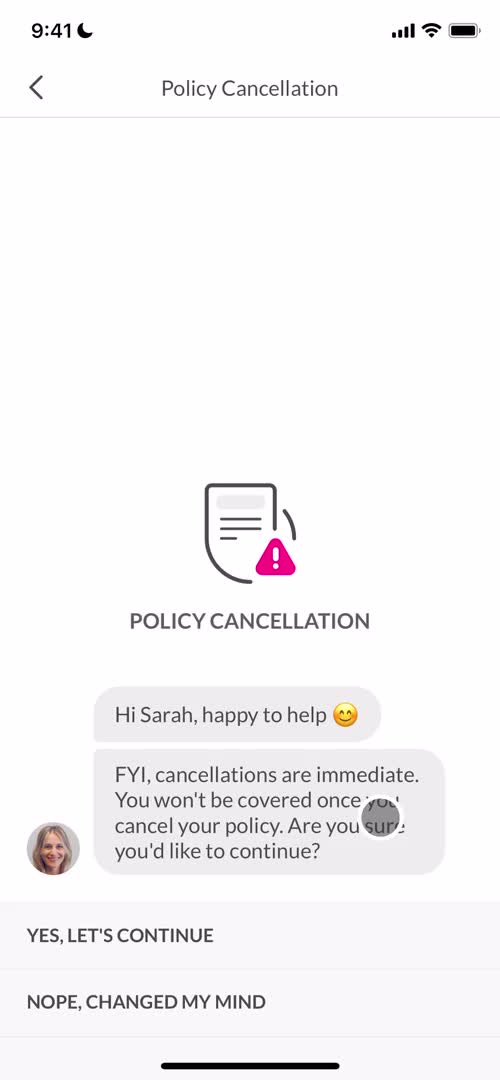 Cancelling your policy screenshot