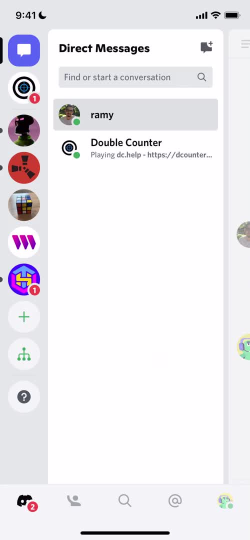 Screenshot of Direct messages on Chat on Discord user flow