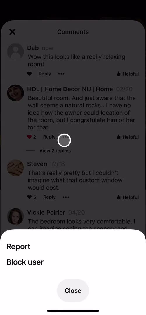 Commenting on Pinterest video thumbnail