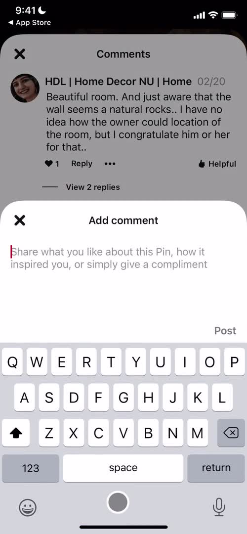 Commenting screenshot