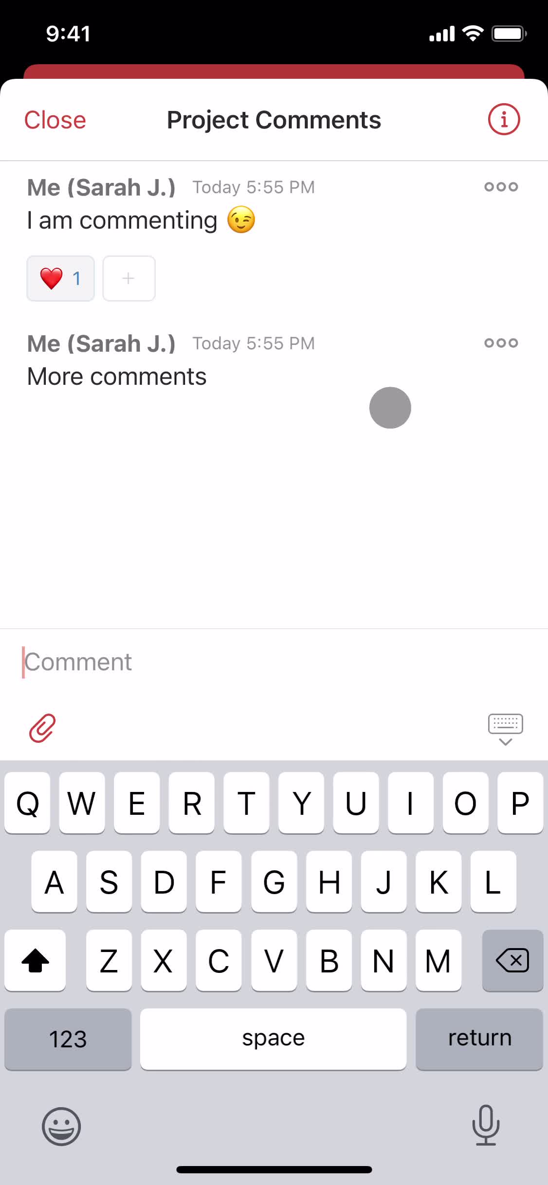 Commenting screenshot