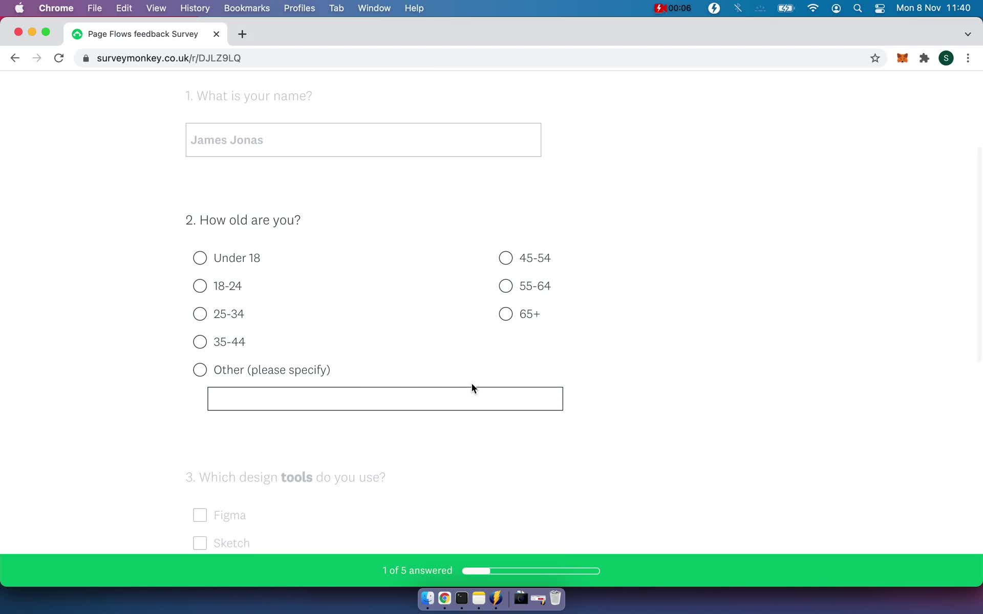Filling in a form on SurveyMonkey (video & 10 screenshots)