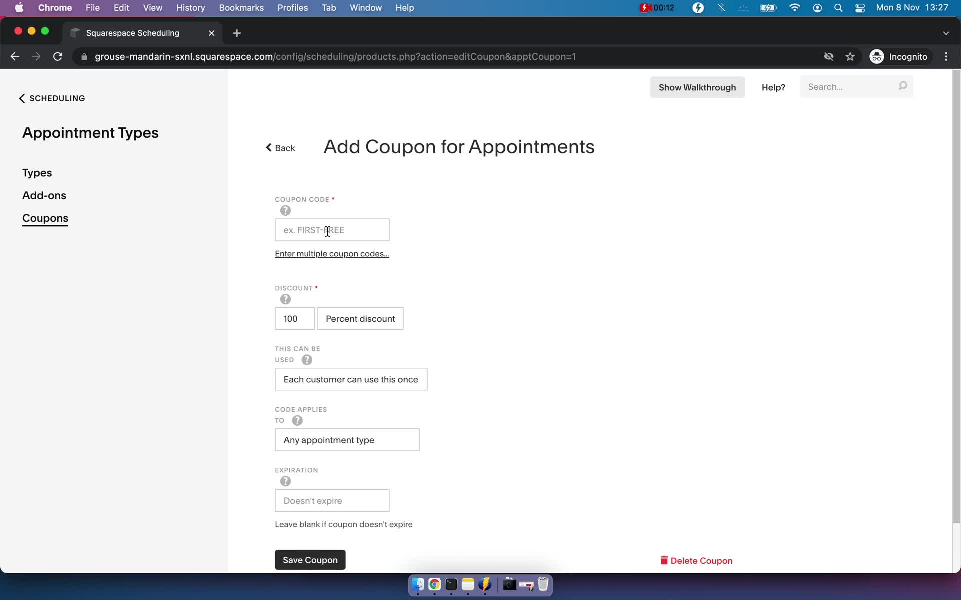 Creating a discount code on Squarespace Scheduling video thumbnail