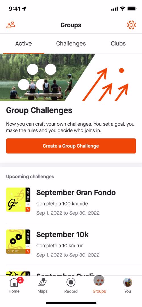 Screenshot of Groups on Creating a group on Strava user flow