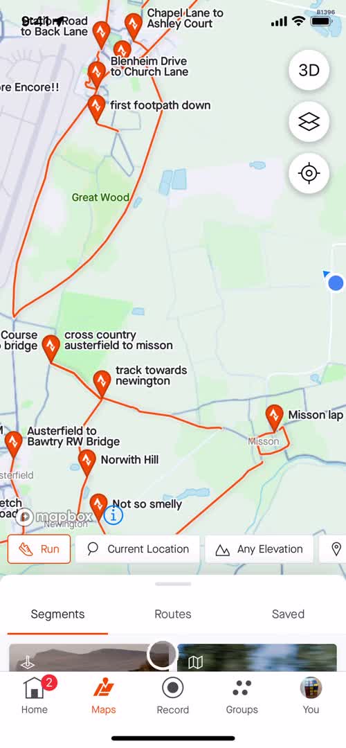 Screenshot of Routes on Creating a route on Strava user flow