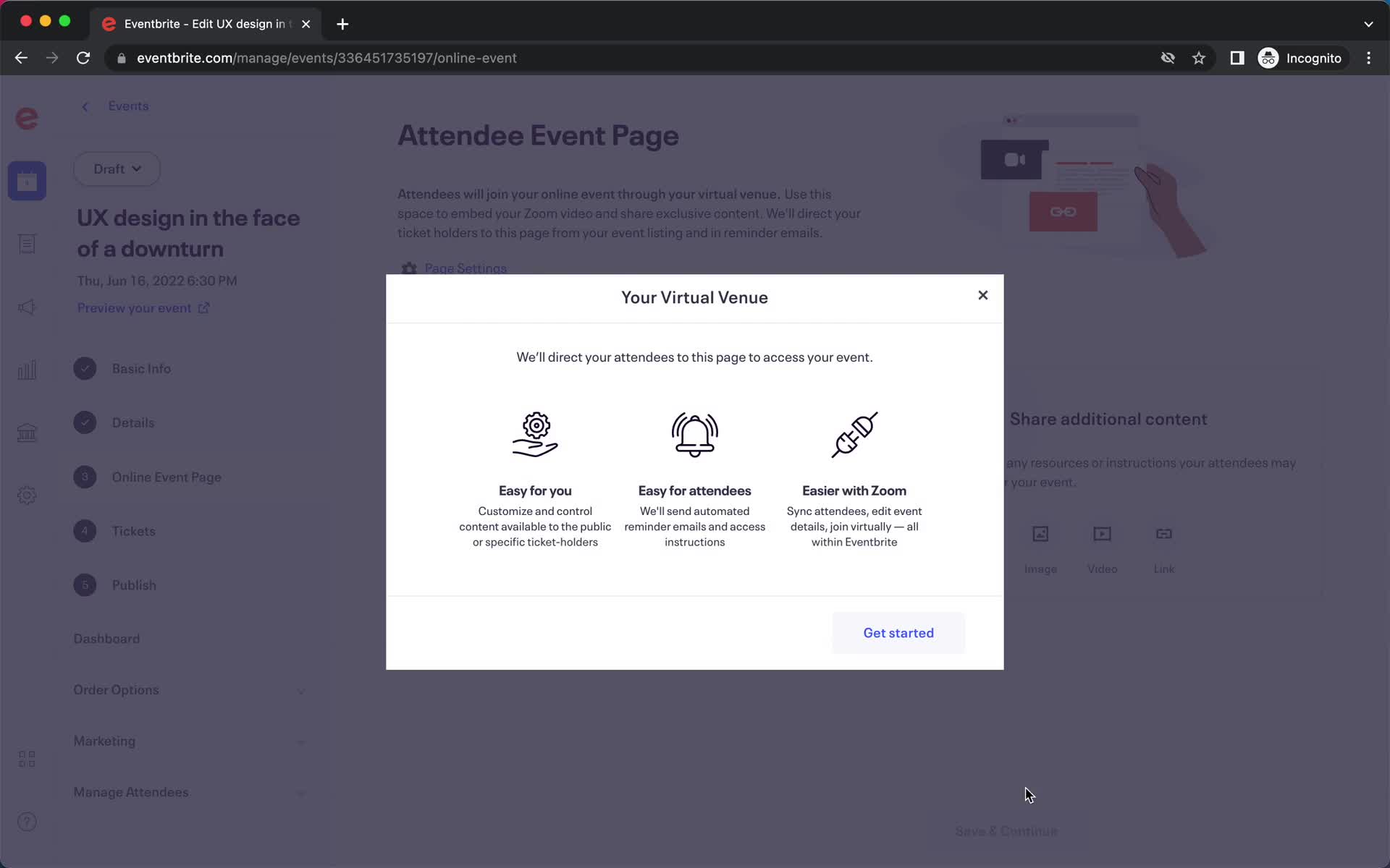 Creating an event screenshot