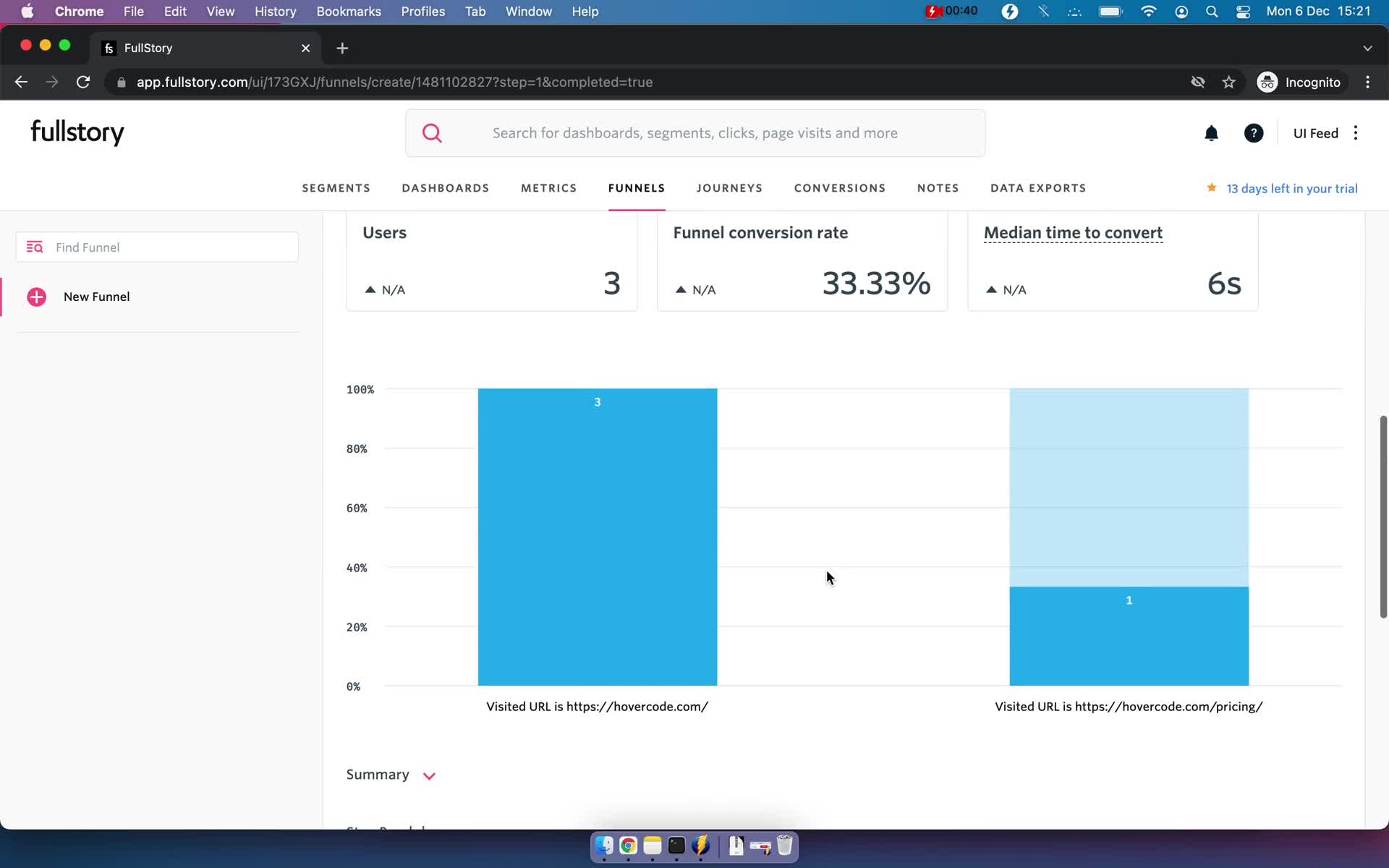 Creating a funnel screenshot