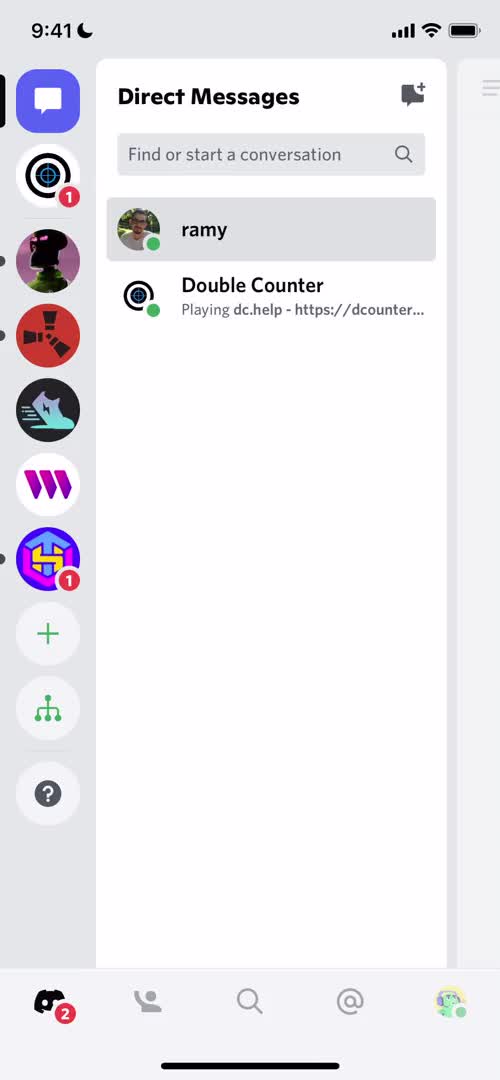Screenshot of Direct messages on Creating a group on Discord user flow
