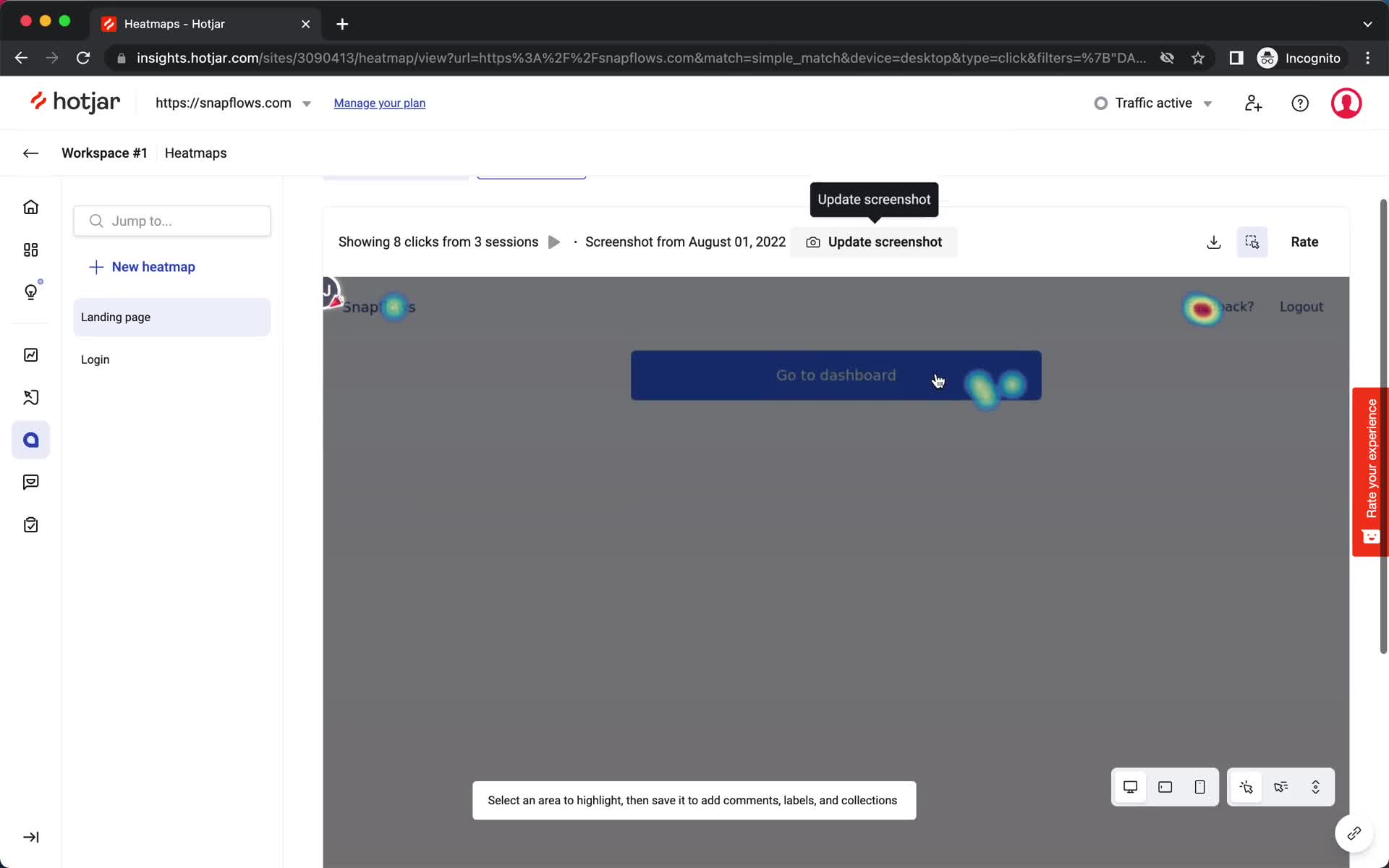 Creating a heatmap on Hotjar video thumbnail