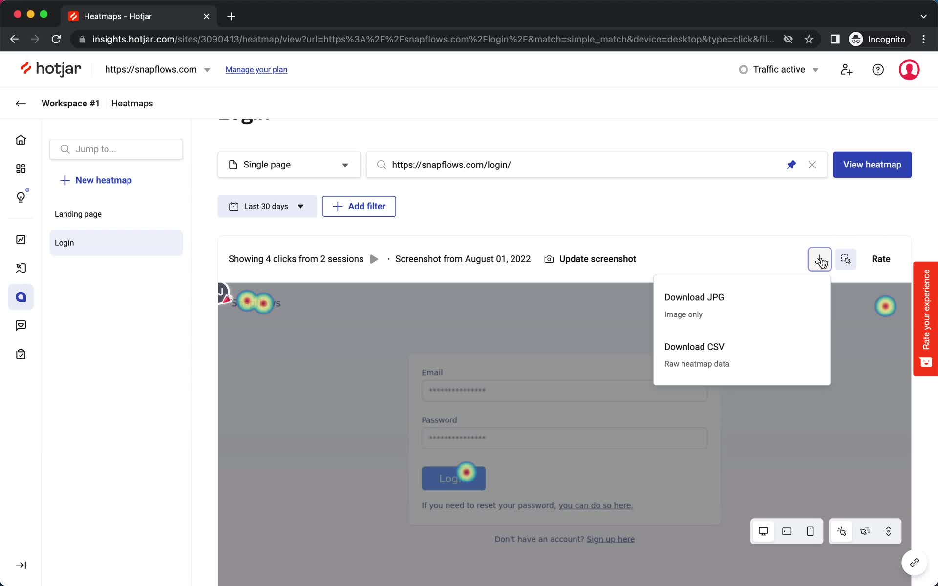 Creating a heatmap on Hotjar video thumbnail