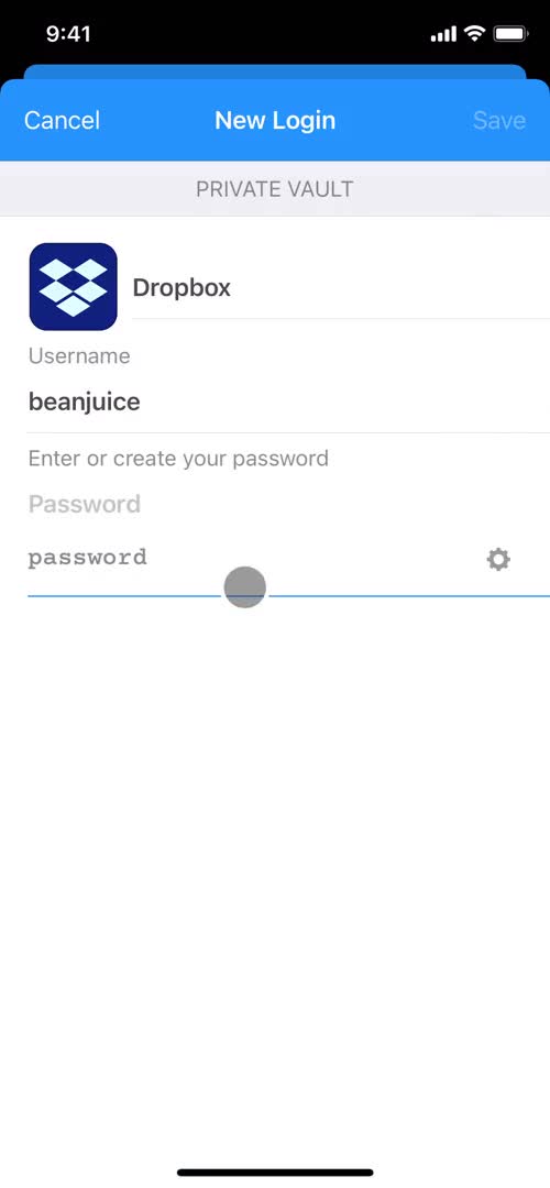 Saving a password screenshot