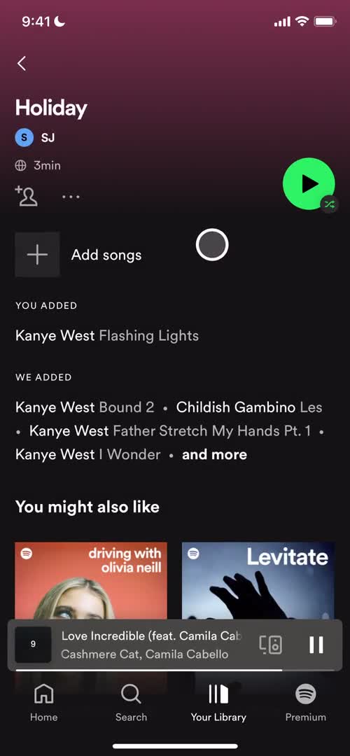 Creating a playlist screenshot