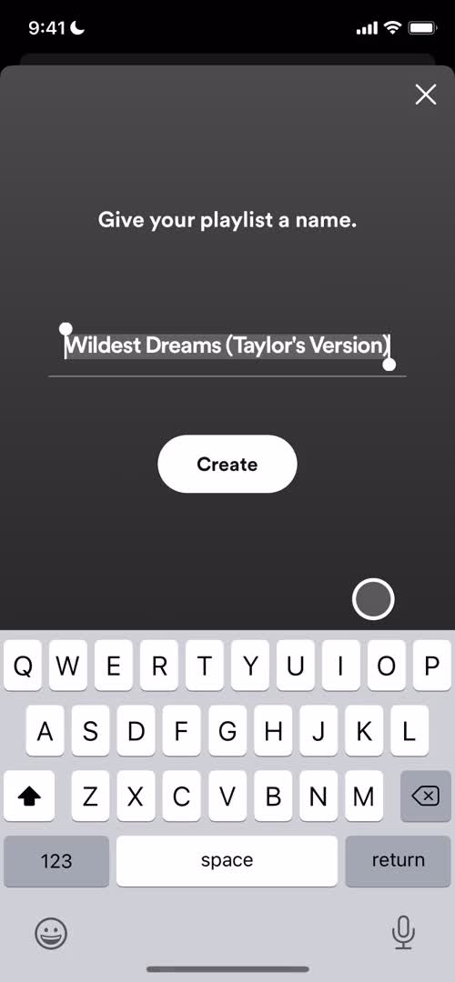 Creating a playlist screenshot