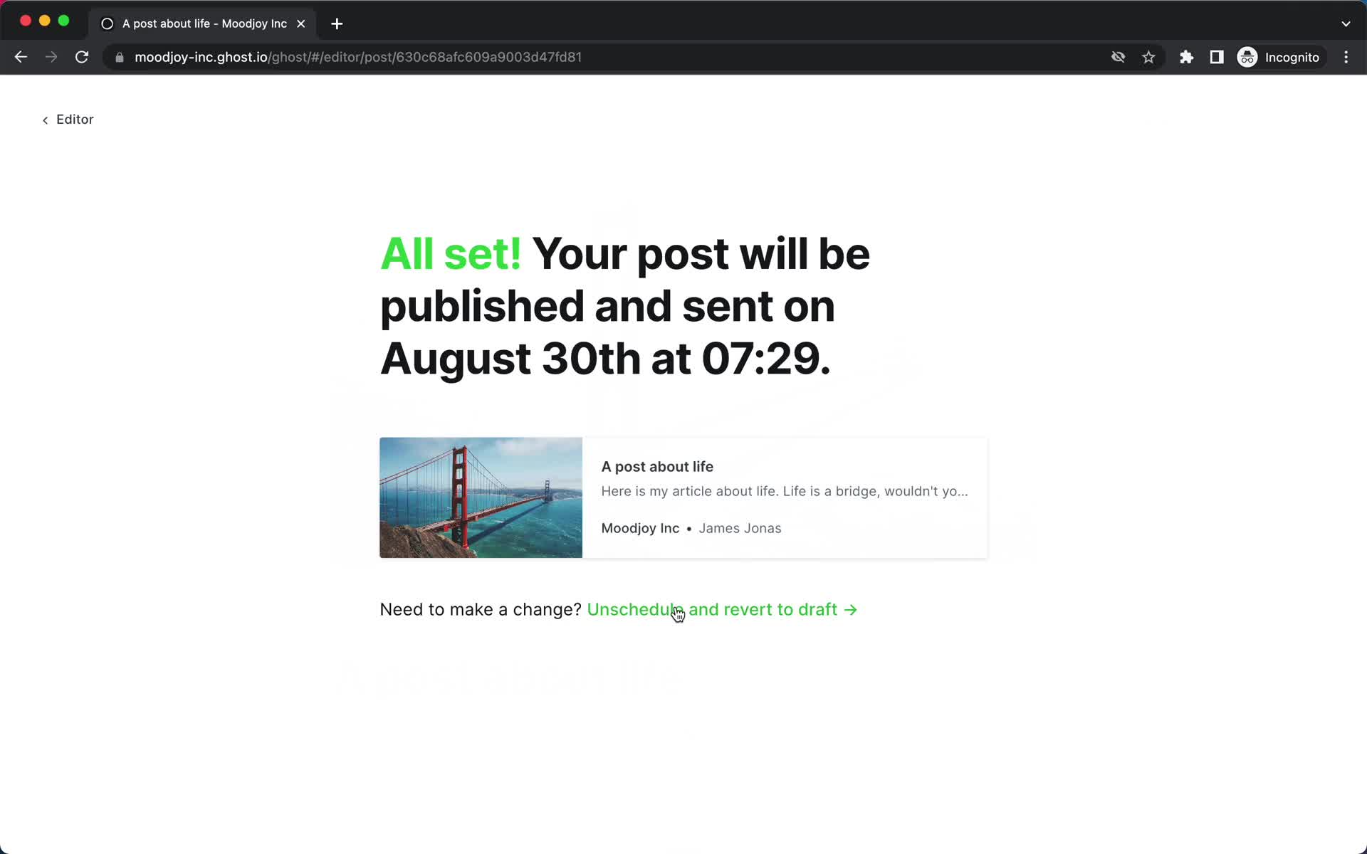 Creating a post screenshot