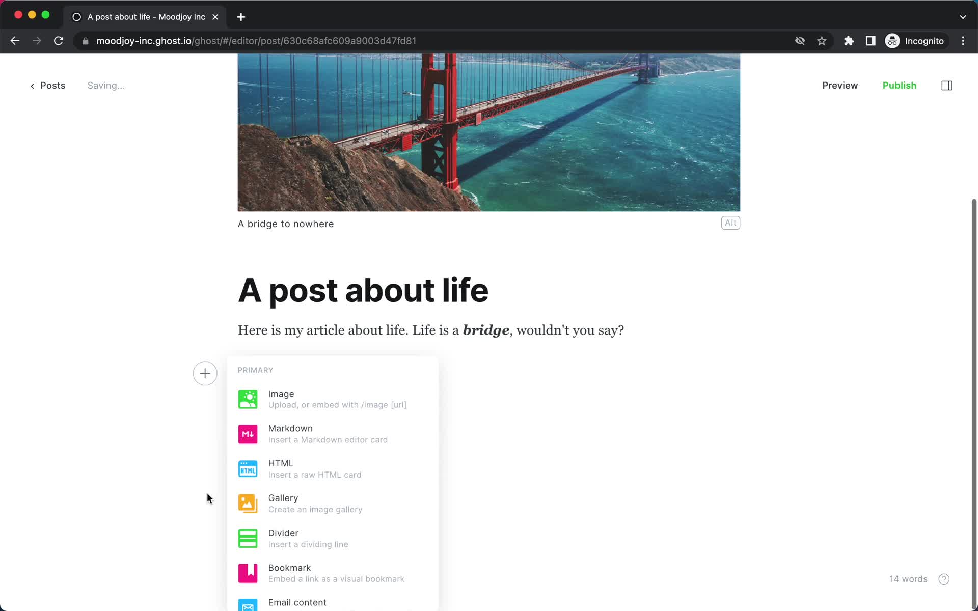 Creating a post screenshot