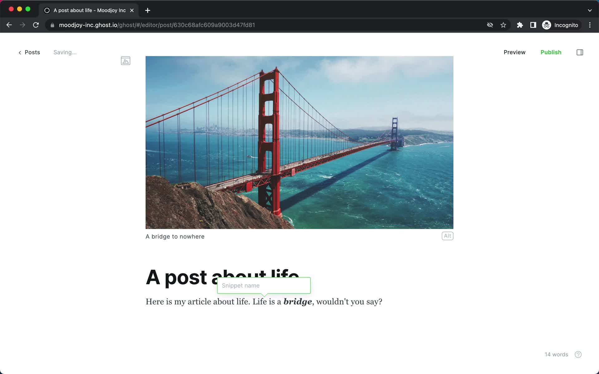 Creating a post screenshot