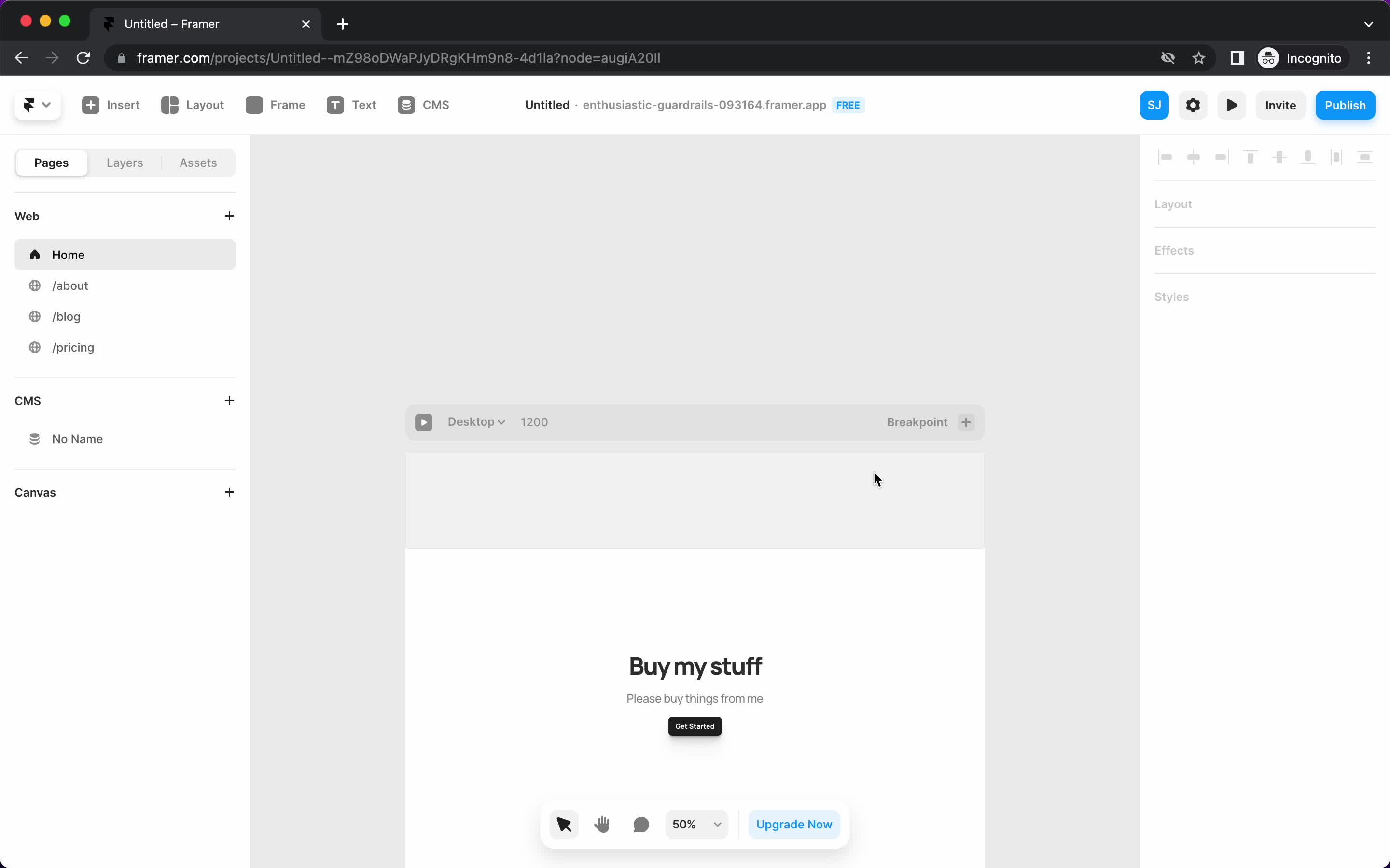 Screenshot of Editor on Creating a post on Framer user flow