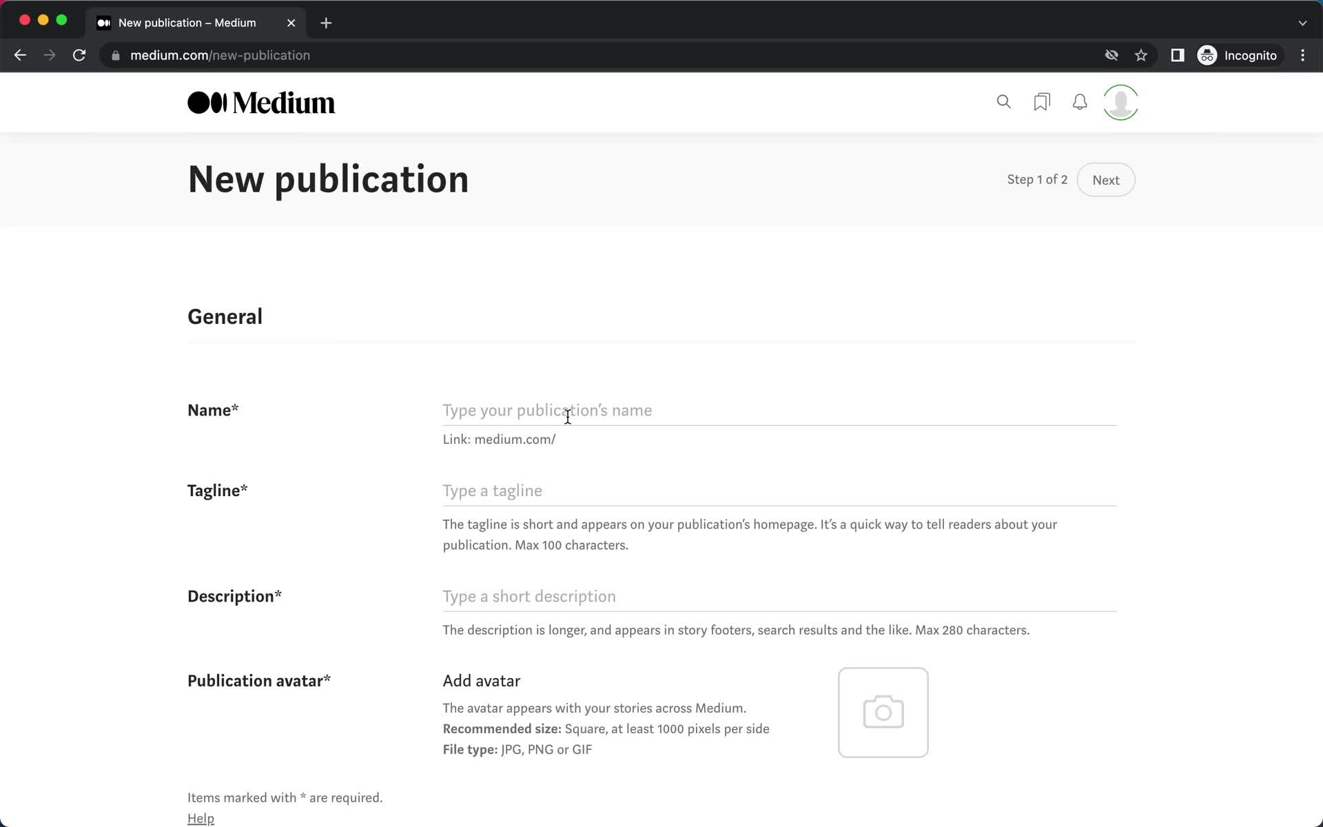 Creating a publication screenshot