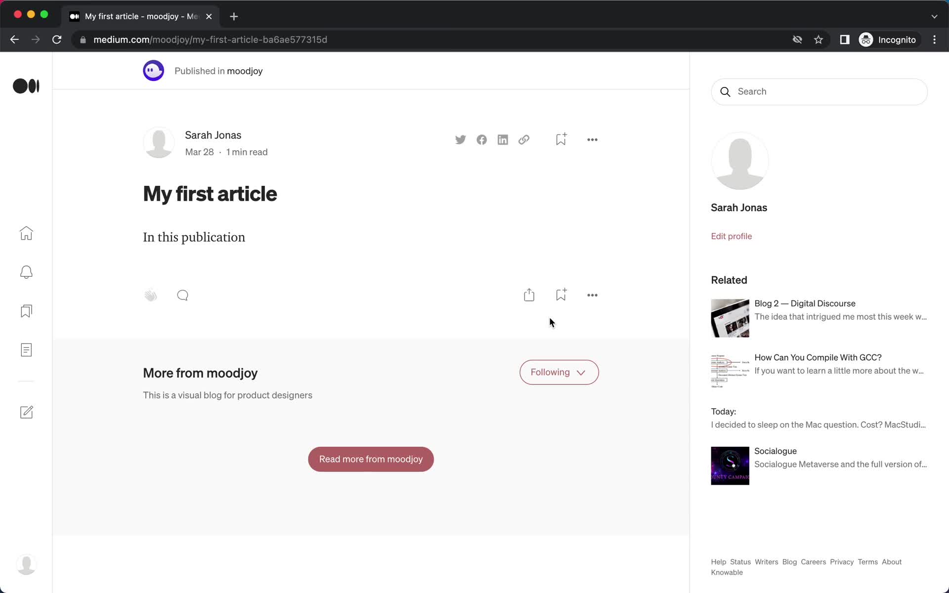 Creating a publication screenshot