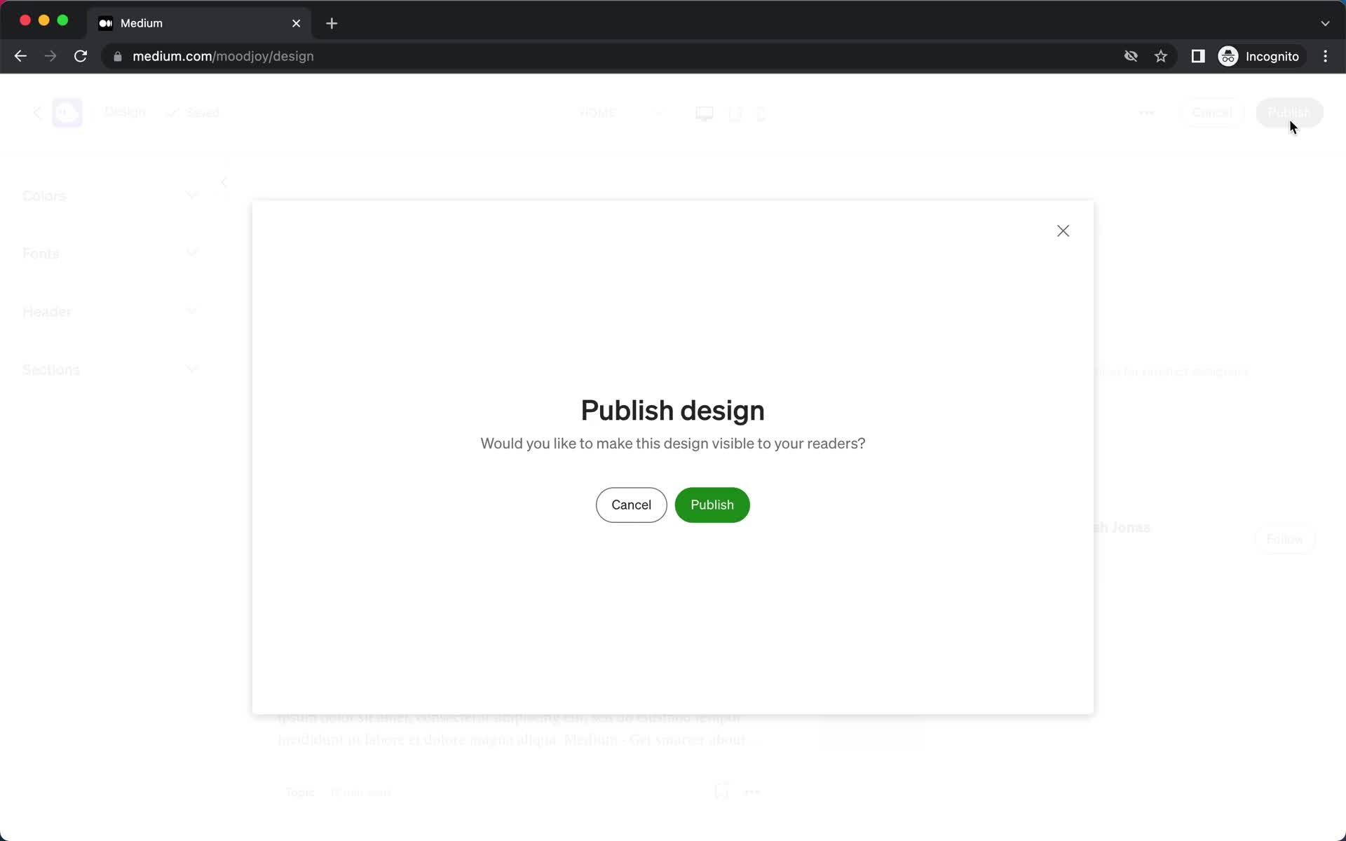 Creating a publication screenshot