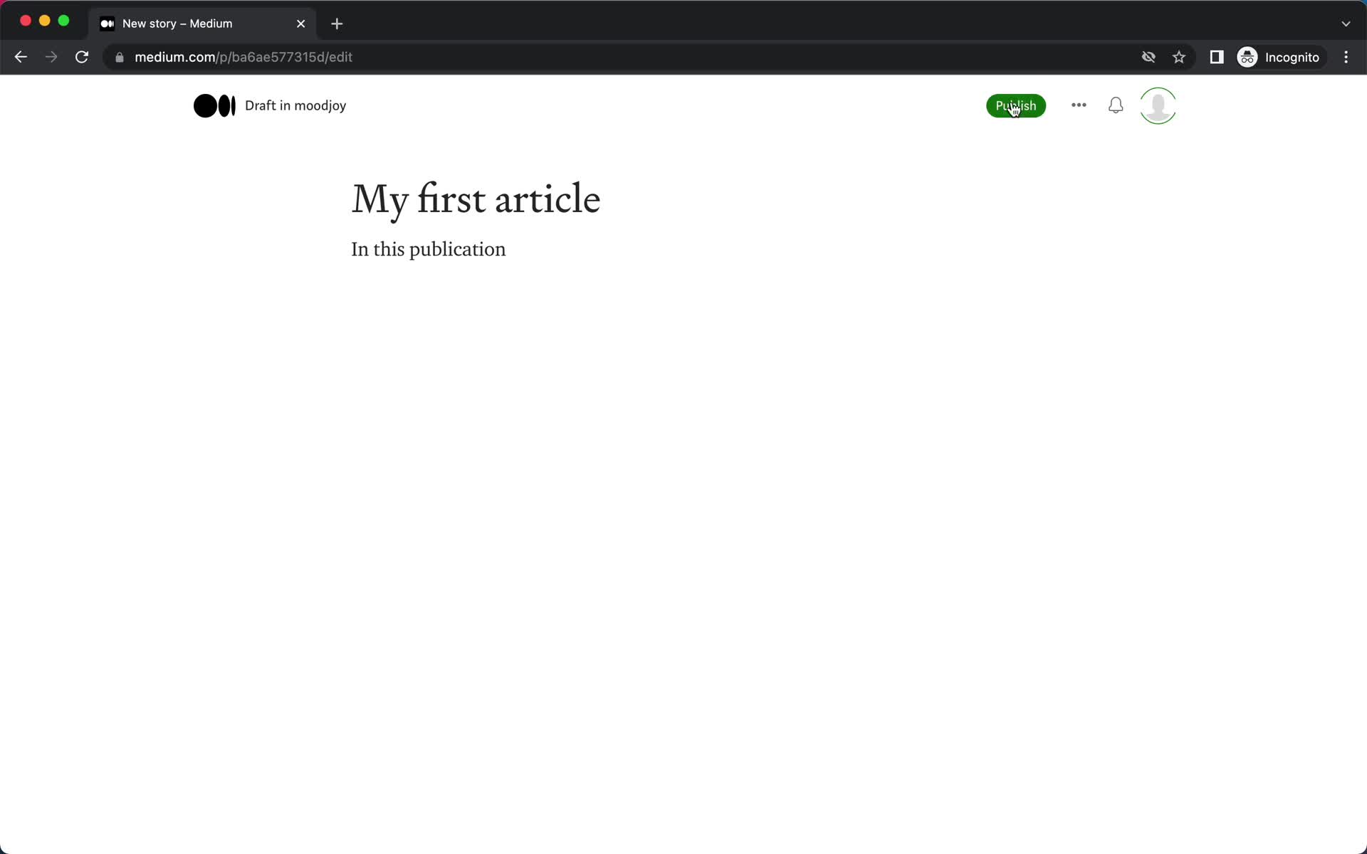 Creating a publication screenshot