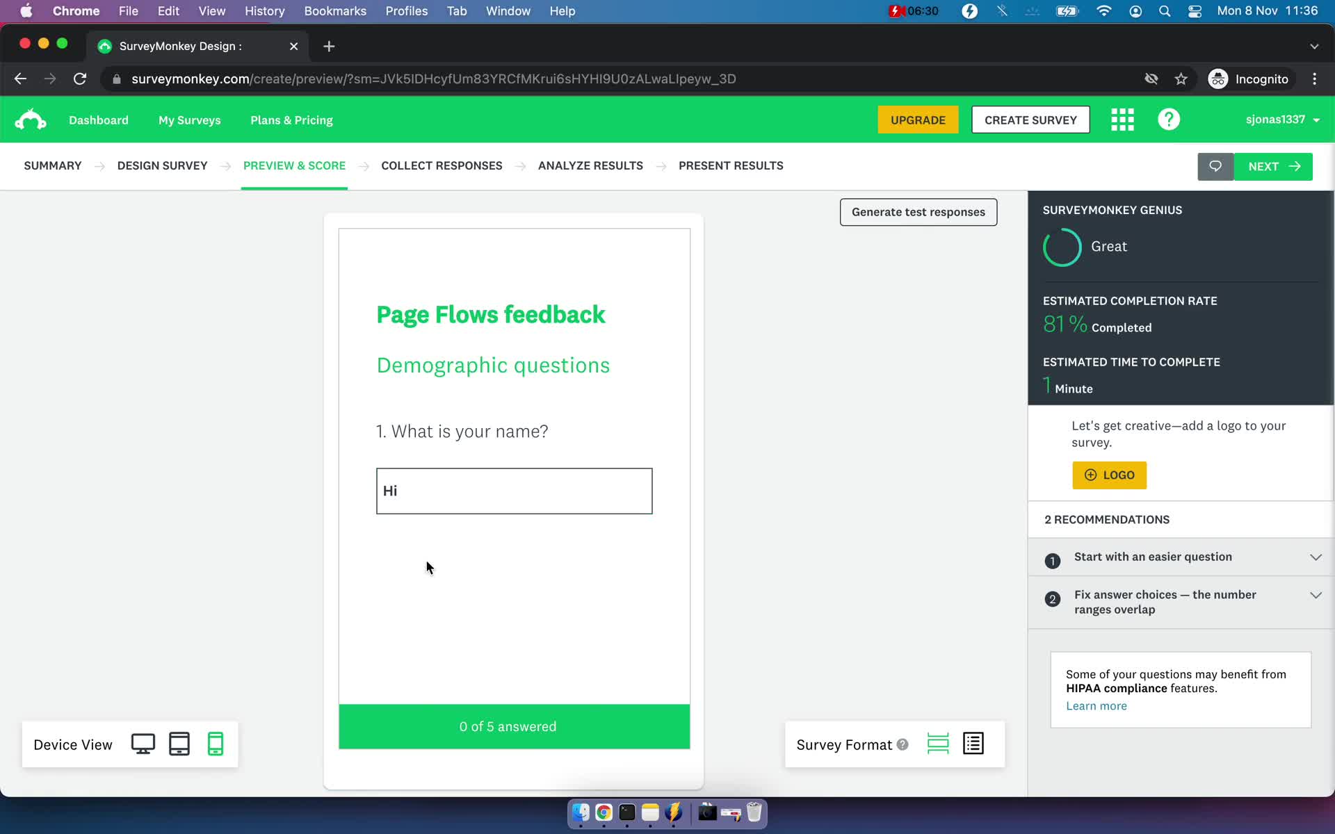 Creating a form screenshot