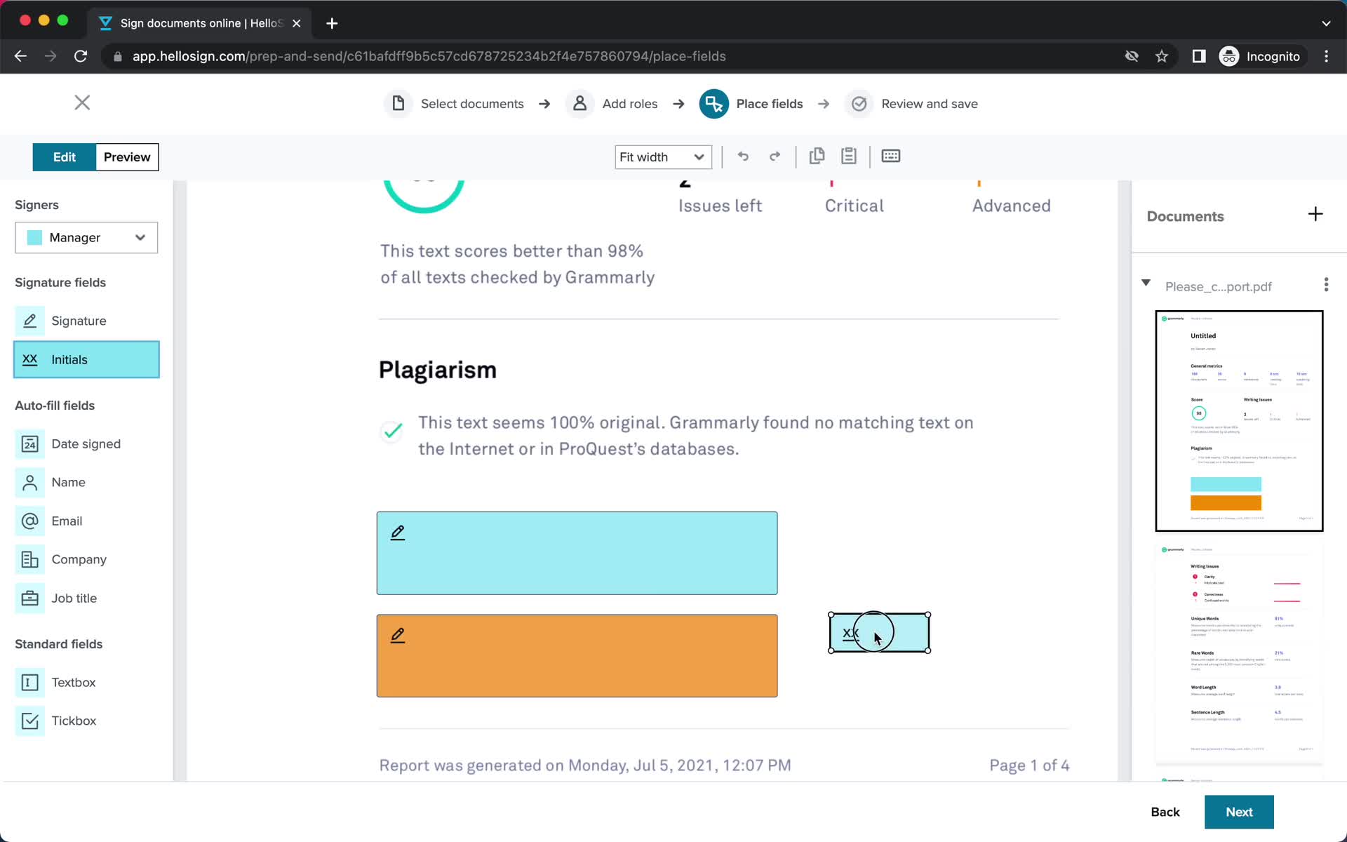 Creating a template screenshot