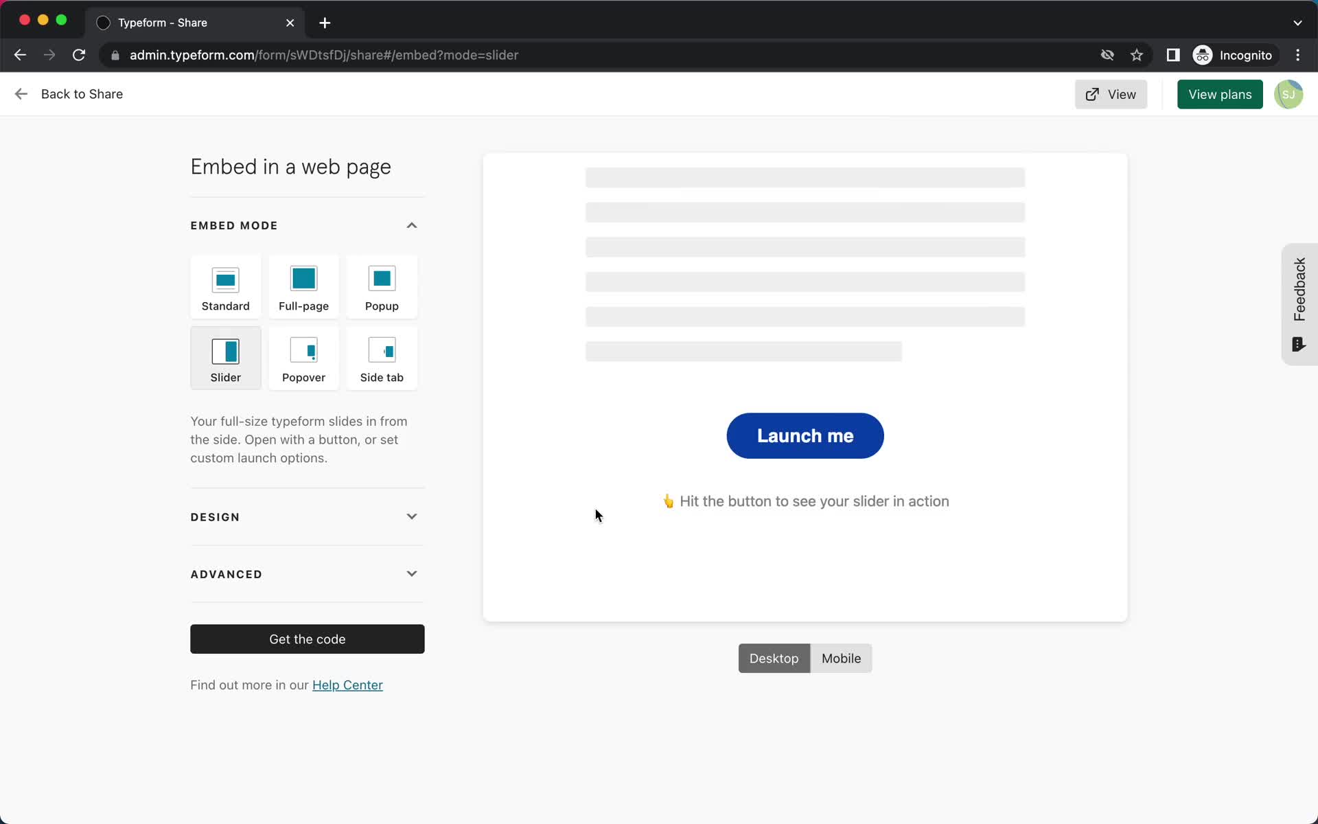 Creating a form screenshot