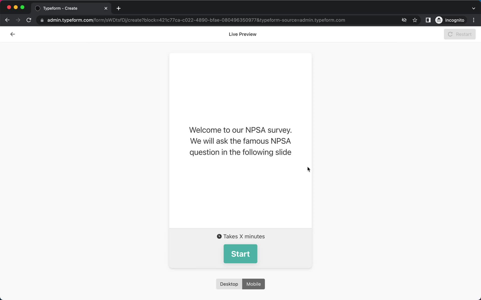 Creating a form screenshot