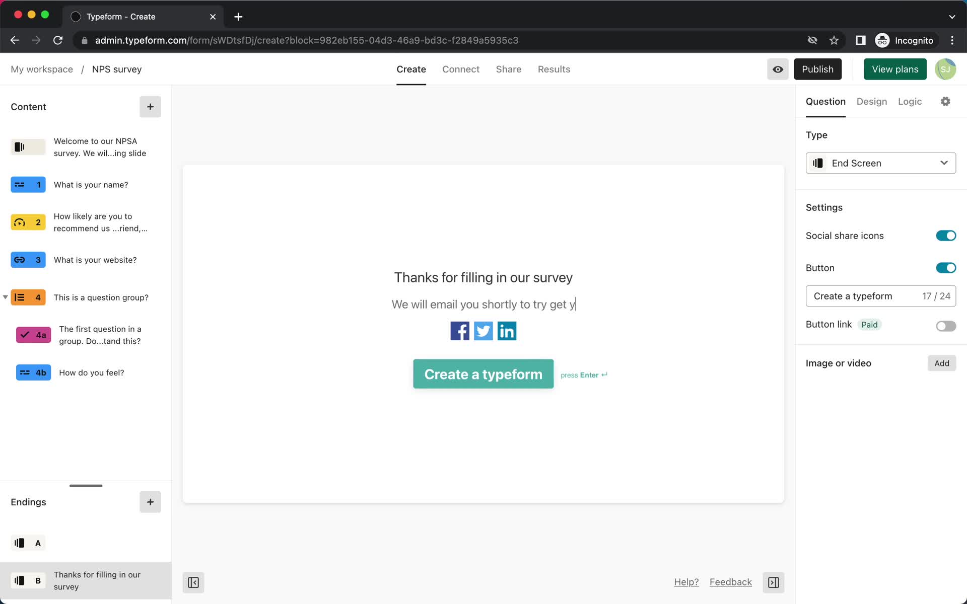 Creating a form screenshot