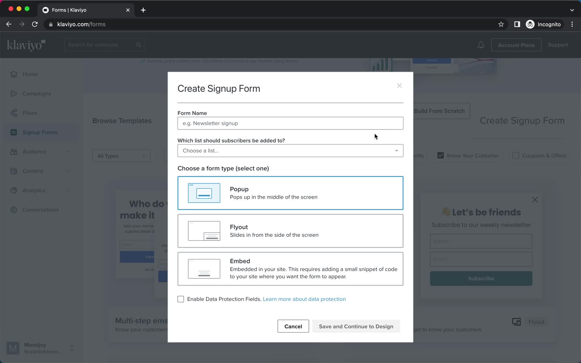 Creating a form screenshot