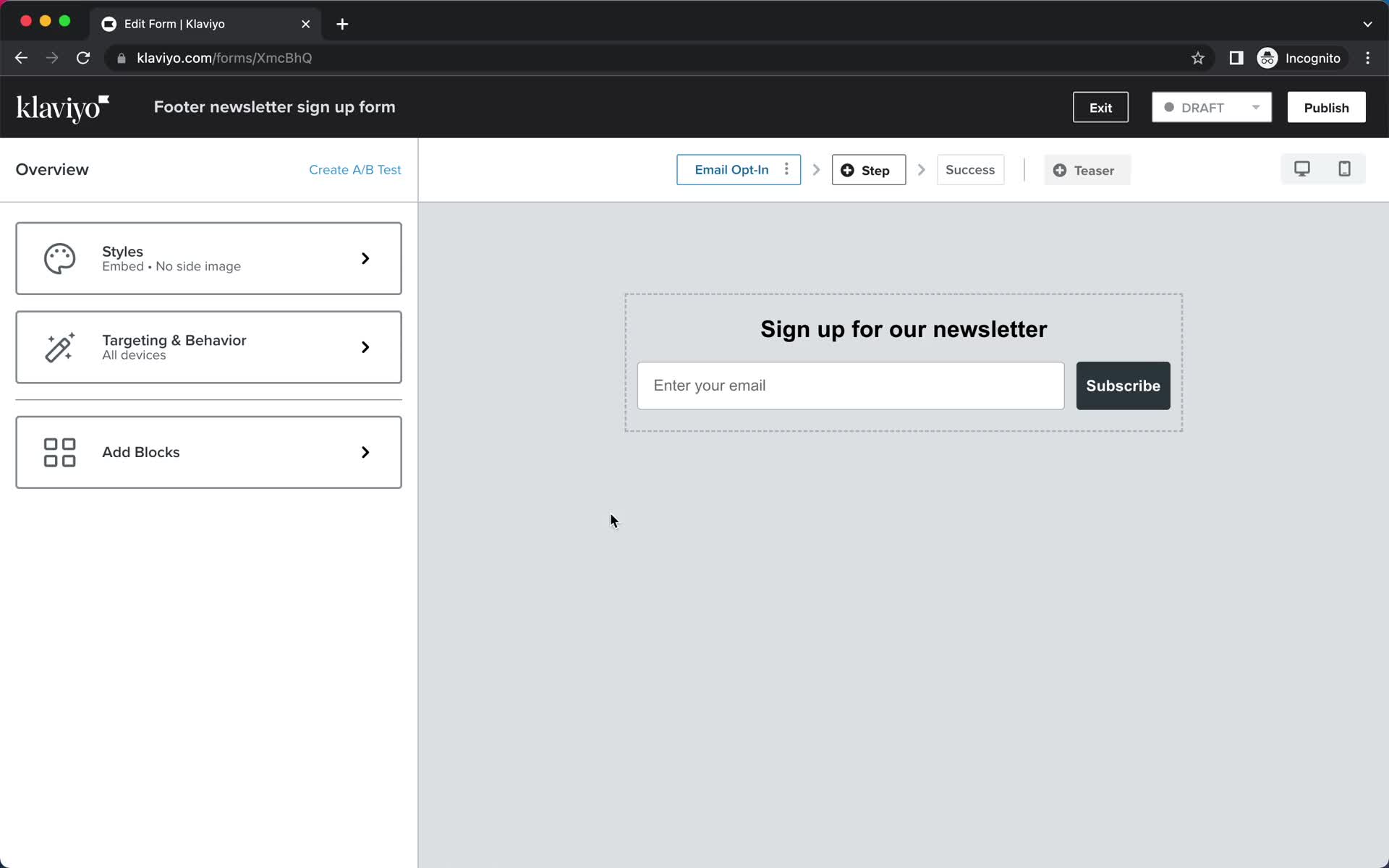 Creating a form screenshot