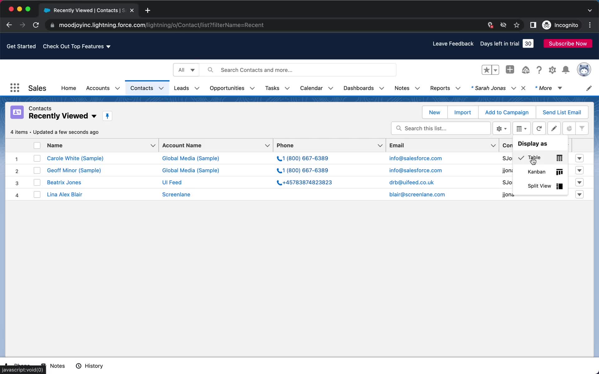 CRM screenshot