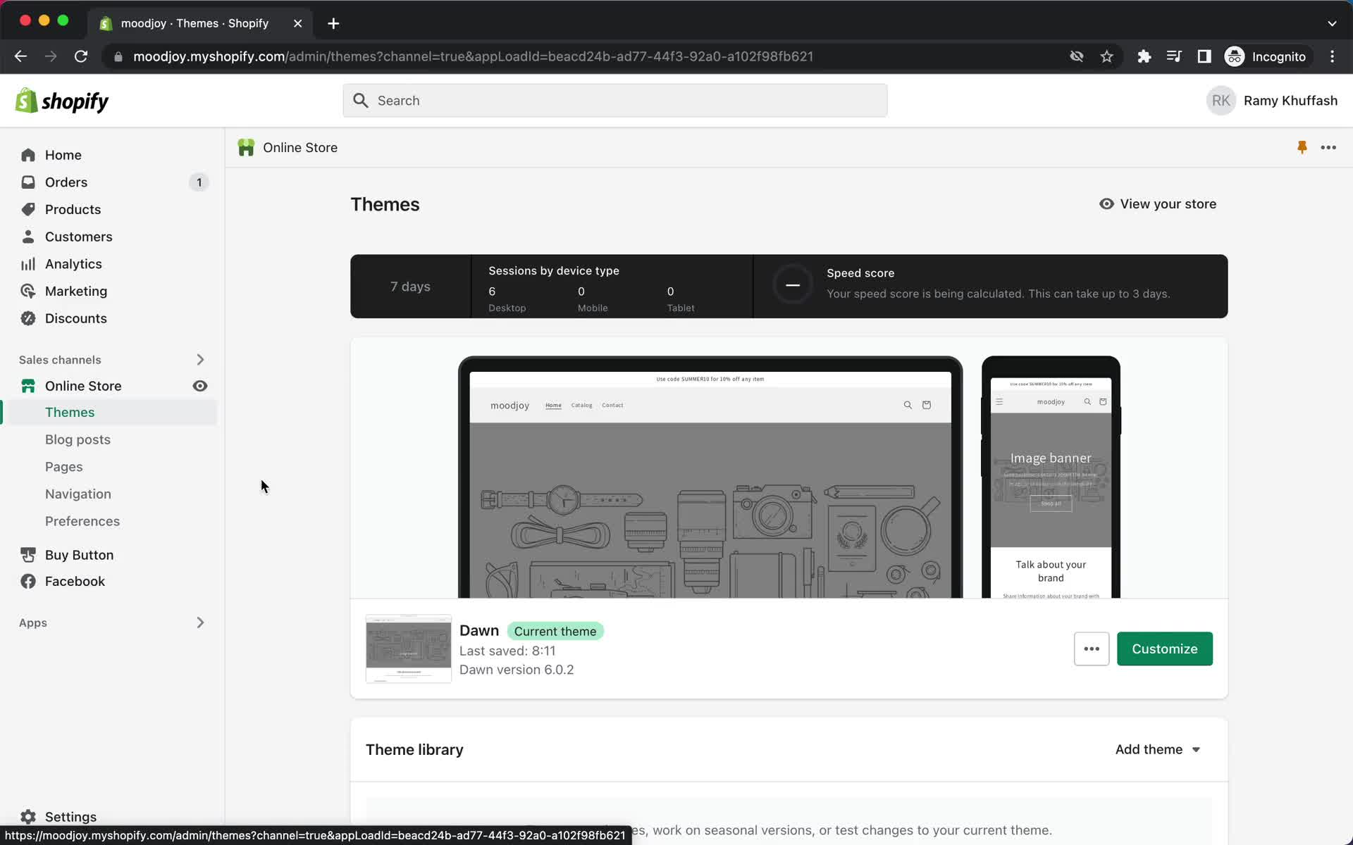 Customization settings on Shopify video thumbnail