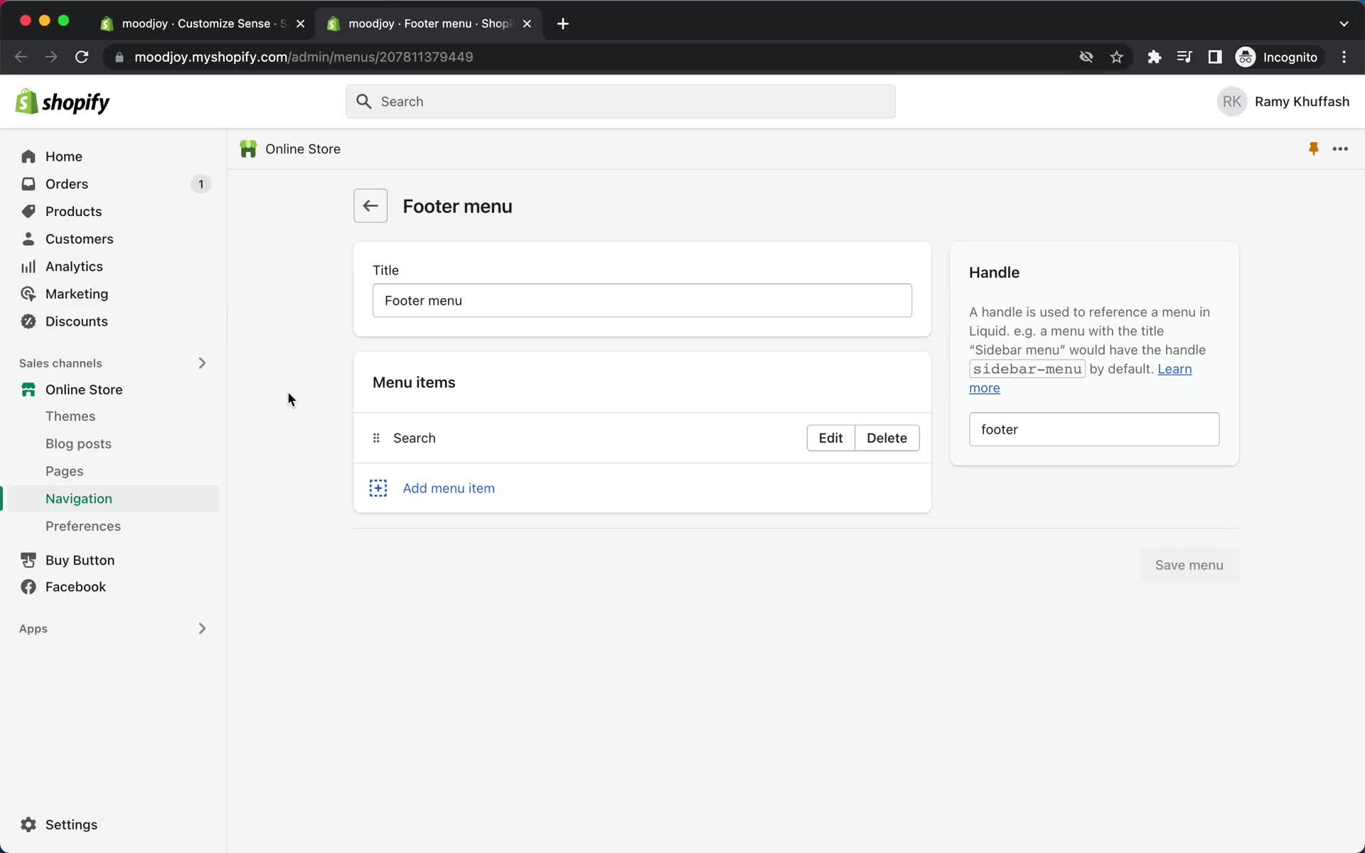 Customization settings on Shopify video thumbnail