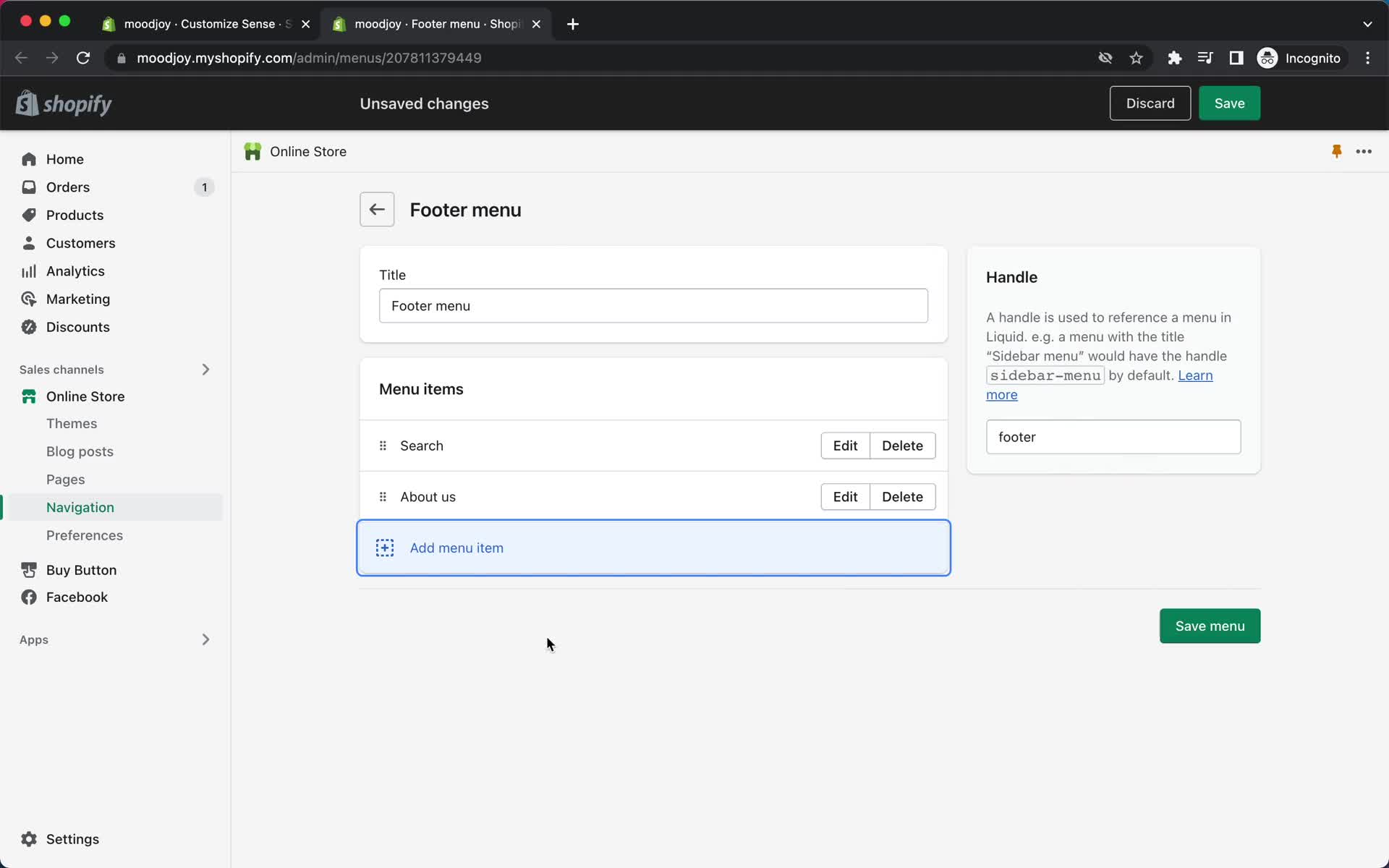 Customization settings on Shopify video thumbnail