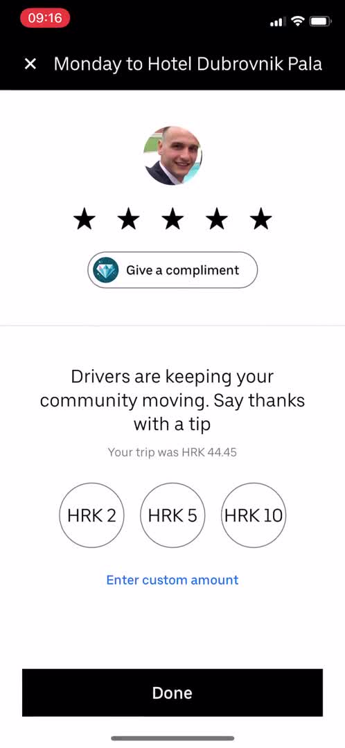 Giving feedback on Uber video thumbnail