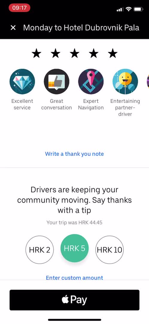 Giving feedback on Uber video thumbnail