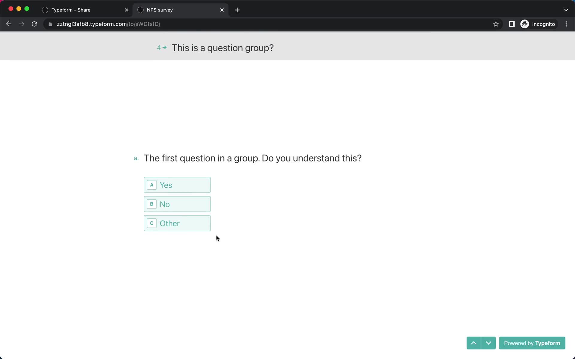 Filling in a form screenshot